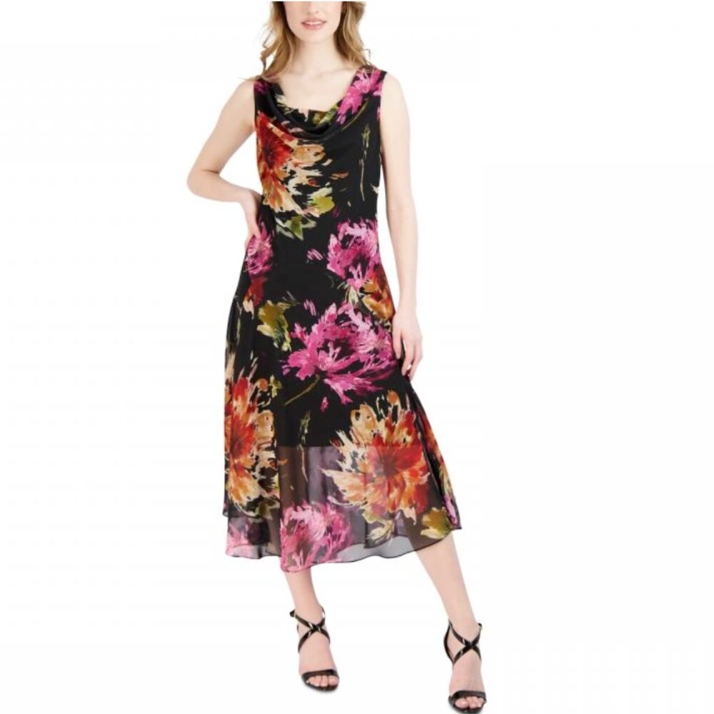 NEW Robbie Bee Midi Dress Lightweight Flowy Floral Sleeveless $79 Scoop‎ Neck 6